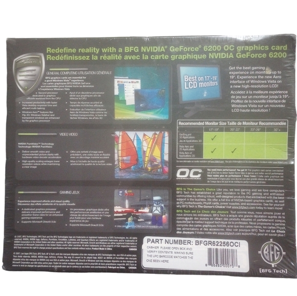 *NEW UNOPENED* BFG Tech NVIDIA GeFORCE 6200 OC GRAPHICS CARD - Picture 2 of 3
